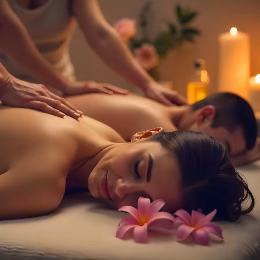 Dos personas recibiendo masaje relajante en pareja en Quiroesencia Granada